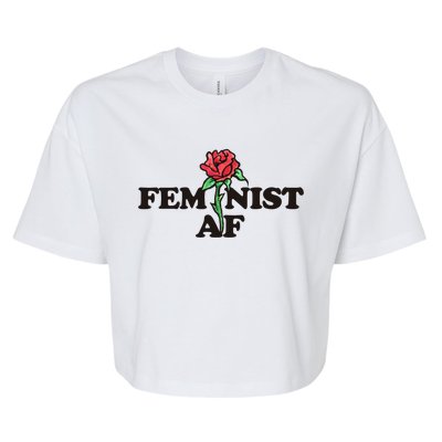 Feminist Af Watercolor Red Rose Art Great Gift Bella+Canvas Jersey Crop Tee