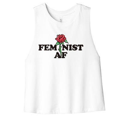 Feminist Af Watercolor Red Rose Art Great Gift Women's Racerback Cropped Tank