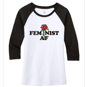 Feminist Af Watercolor Red Rose Art Great Gift Women's Tri-Blend 3/4-Sleeve Raglan Shirt