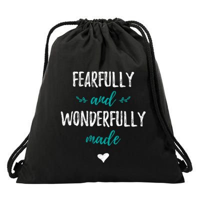 Fearfully And Wonderfully Made Religious Vintage Christian Gift Drawstring Bag