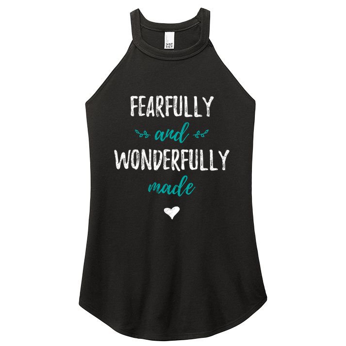 Fearfully And Wonderfully Made Religious Vintage Christian Gift Women's Perfect Tri Rocker Tank