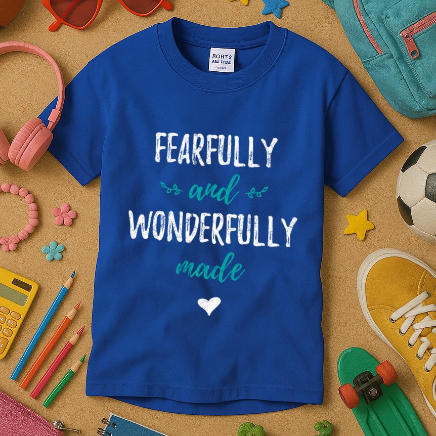 Fearfully And Wonderfully Made Religious Vintage Christian Gift Kids T-Shirt