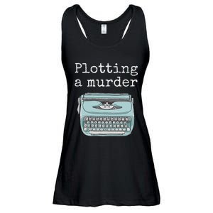 Funny Author Writer Gift Plotting A Murder Ladies Essential Flowy Tank