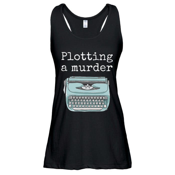 Funny Author Writer Gift Plotting A Murder Ladies Essential Flowy Tank