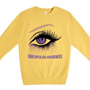 Fibromyalgia Awareness Warrior Purple Bright Eye Funny Gift Premium Crewneck Sweatshirt