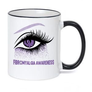 Fibromyalgia Awareness Warrior Purple Bright Eye Funny Gift 11oz Black Color Changing Mug