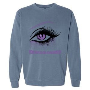 Fibromyalgia Awareness Warrior Purple Bright Eye Funny Gift Garment-Dyed Sweatshirt