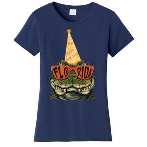 Florida Alligator Wearing Retro Style Sunglasses Birthday Women's T-Shirt