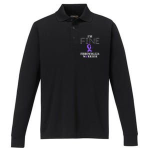 Fibromyalgia Awareness Warrior Support Purple Ribbon Gift Performance Long Sleeve Polo