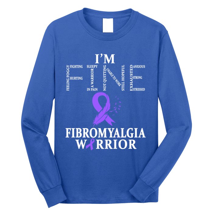 Fibromyalgia Awareness Warrior Support Purple Ribbon Gift Long Sleeve Shirt