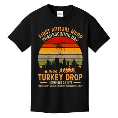 First Annual WKRP Thanksgiving Day Turkey Drop Kids T-Shirt