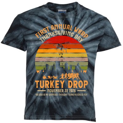 First Annual WKRP Thanksgiving Day Turkey Drop Kids Tie-Dye T-Shirt