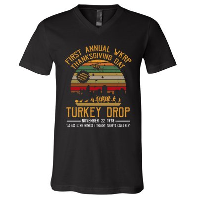 First Annual WKRP Thanksgiving Day Turkey Drop V-Neck T-Shirt