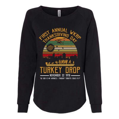 First Annual WKRP Thanksgiving Day Turkey Drop Womens California Wash Sweatshirt