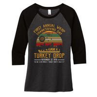 First Annual WKRP Thanksgiving Day Turkey Drop Women's Tri-Blend 3/4-Sleeve Raglan Shirt