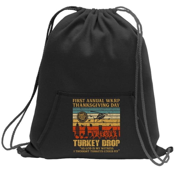 First Annual WKRP Thanksgiving Day Turkey Drop Sweatshirt Cinch Pack Bag