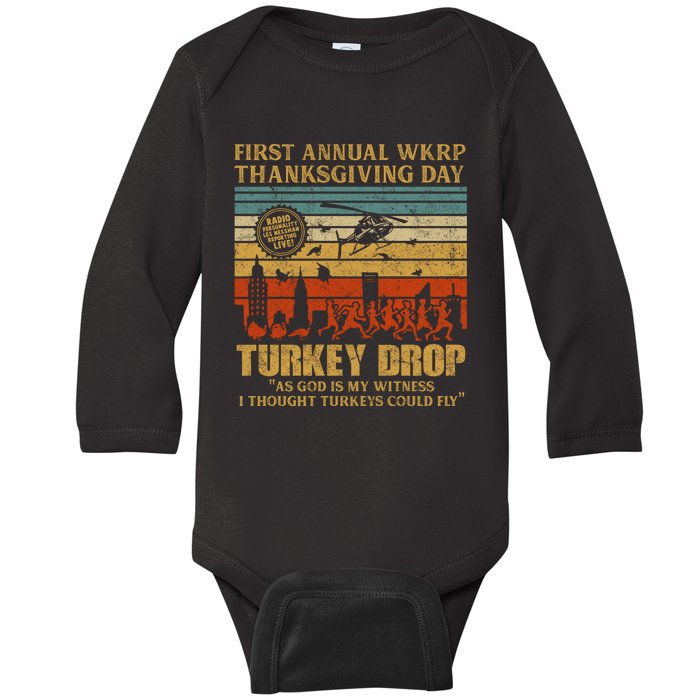 First Annual WKRP Thanksgiving Day Turkey Drop Baby Long Sleeve Bodysuit