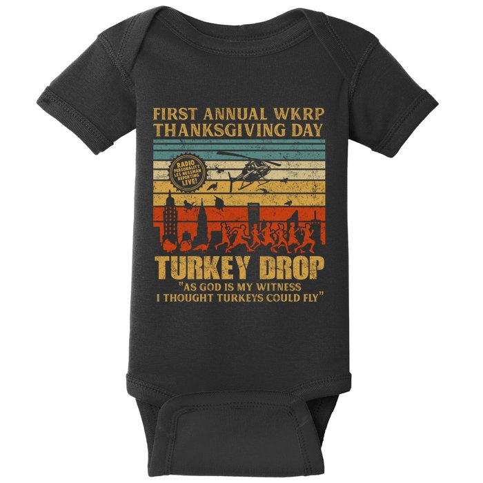 First Annual WKRP Thanksgiving Day Turkey Drop Baby Bodysuit