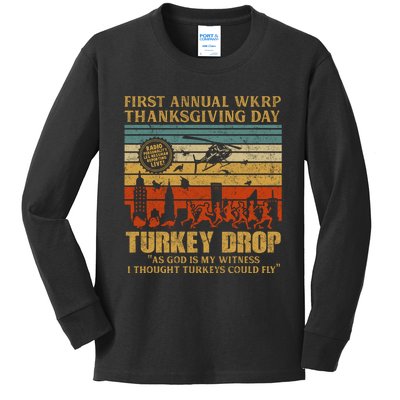 First Annual WKRP Thanksgiving Day Turkey Drop Kids Long Sleeve Shirt