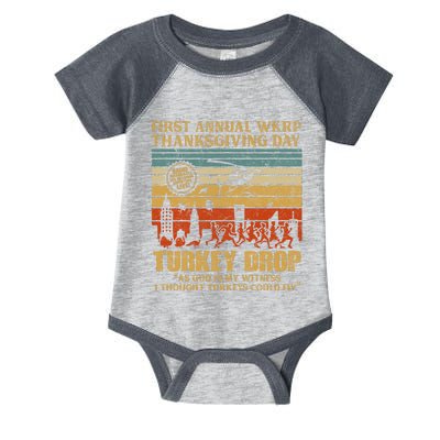 First Annual WKRP Thanksgiving Day Turkey Drop Infant Baby Jersey Bodysuit