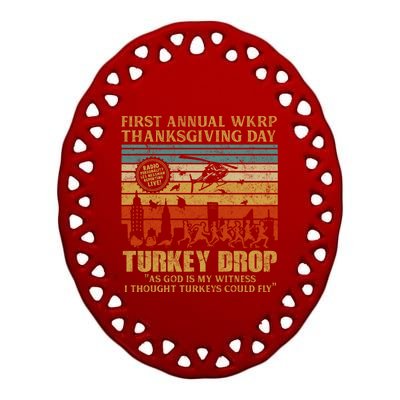 First Annual WKRP Thanksgiving Day Turkey Drop Ceramic Oval Ornament