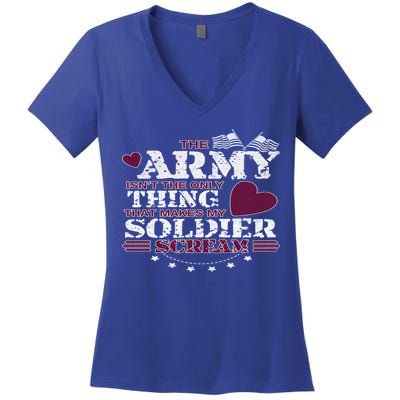 Funny Army Wife/friend Gift Make My Soldier Scream Gift Women's V-Neck T-Shirt