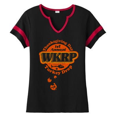 First Annual WKRP Thanksgiving Day Turkey Drop Ladies Halftime Notch Neck Tee