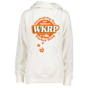 First Annual WKRP Thanksgiving Day Turkey Drop Womens Funnel Neck Pullover Hood