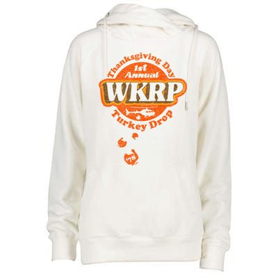 First Annual WKRP Thanksgiving Day Turkey Drop Womens Funnel Neck Pullover Hood