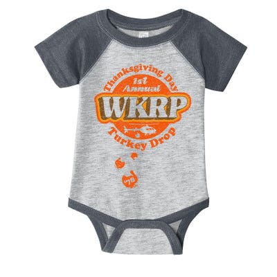 First Annual WKRP Thanksgiving Day Turkey Drop Infant Baby Jersey Bodysuit
