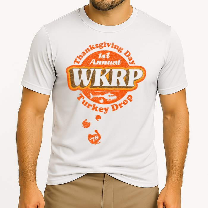 First Annual WKRP Thanksgiving Day Turkey Drop Cooling Performance Crew T-Shirt