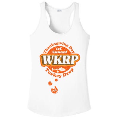 First Annual WKRP Thanksgiving Day Turkey Drop Ladies PosiCharge Competitor Racerback Tank