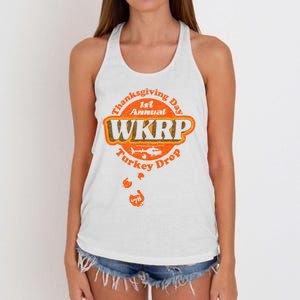 First Annual WKRP Thanksgiving Day Turkey Drop Women's Knotted Racerback Tank