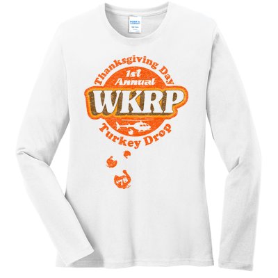 First Annual WKRP Thanksgiving Day Turkey Drop Ladies Long Sleeve Shirt