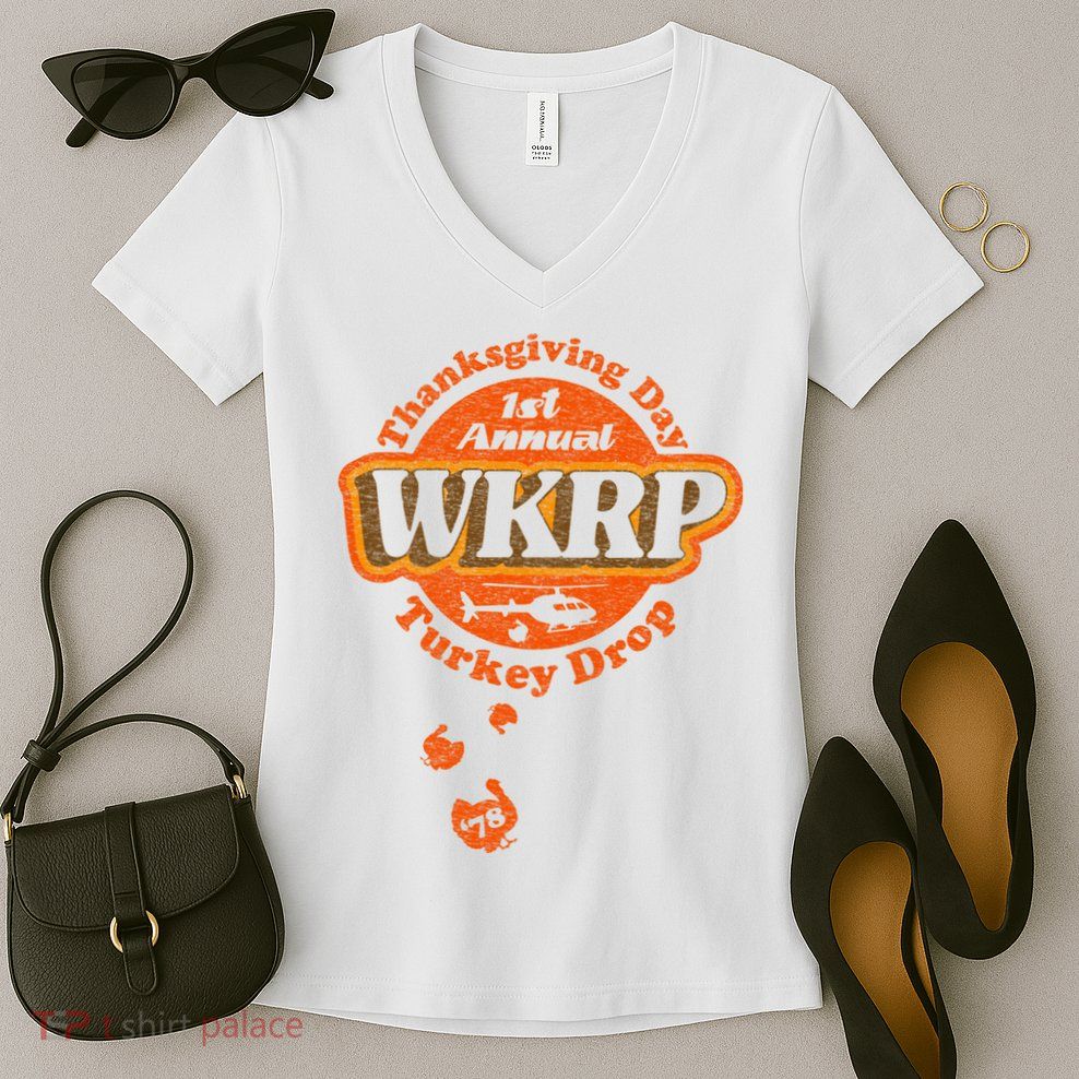 First Annual WKRP Thanksgiving Day Turkey Drop Women's V-Neck T-Shirt