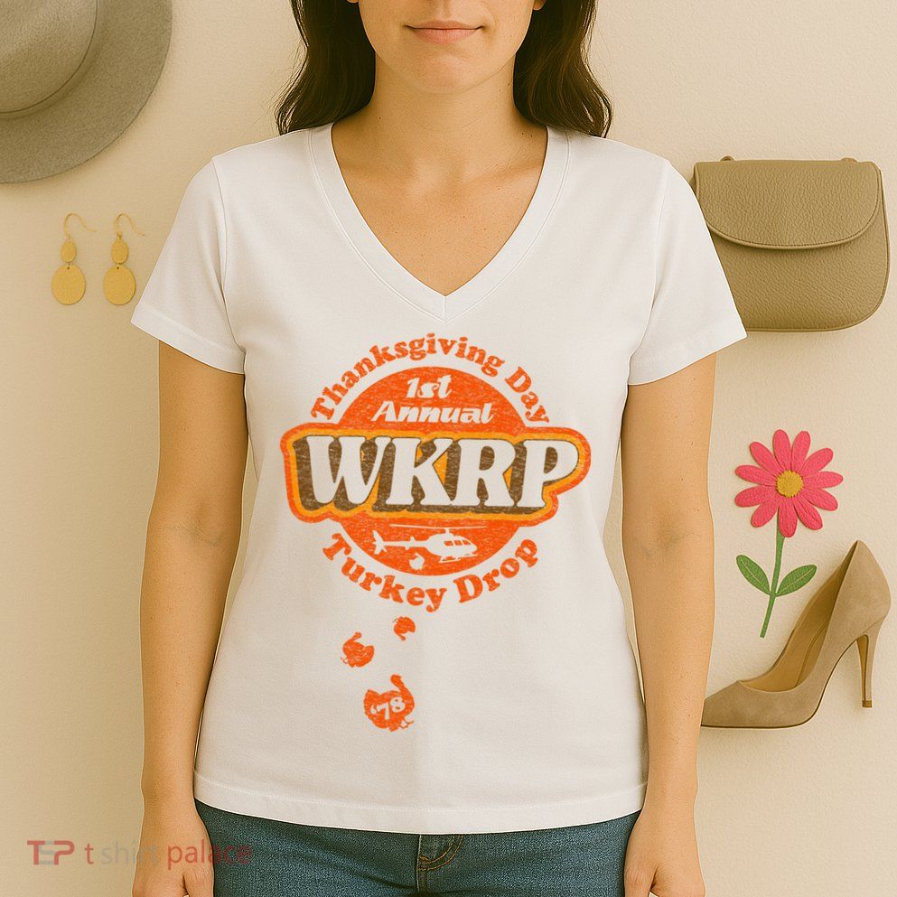 First Annual WKRP Thanksgiving Day Turkey Drop Women's V-Neck T-Shirt