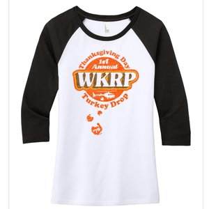 First Annual WKRP Thanksgiving Day Turkey Drop Women's Tri-Blend 3/4-Sleeve Raglan Shirt