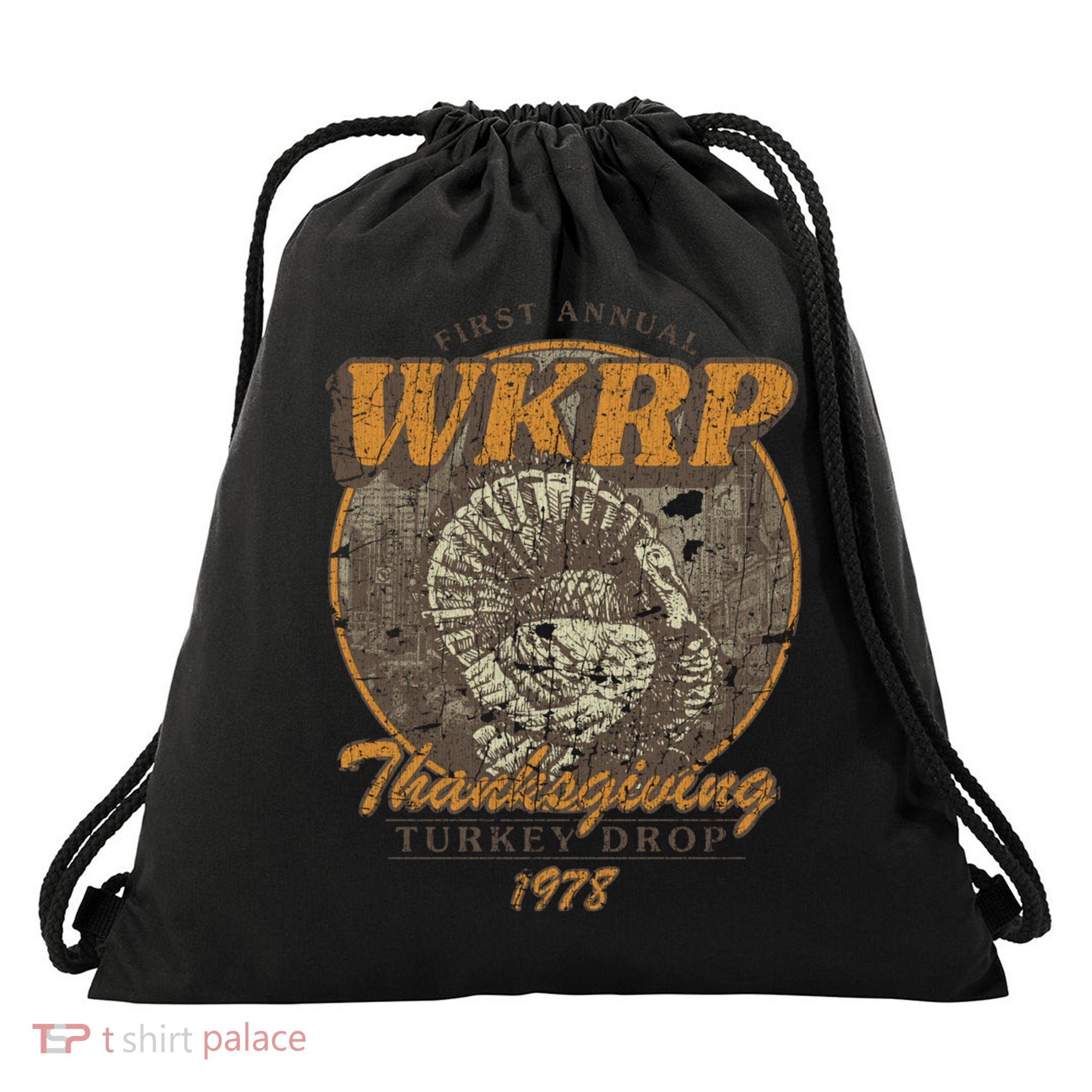 First Annual WKRP Thanksgiving Day Turkey Drop Drawstring Bag