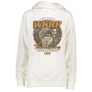 First Annual WKRP Thanksgiving Day Turkey Drop Womens Funnel Neck Pullover Hood