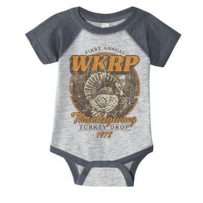 First Annual WKRP Thanksgiving Day Turkey Drop Infant Baby Jersey Bodysuit