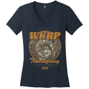 First Annual WKRP Thanksgiving Day Turkey Drop Women's V-Neck T-Shirt