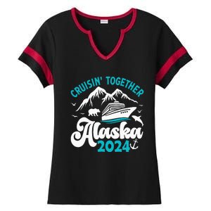 Funny Anniversary Wedding Alaska Cruise 2024 Couple Vacation Ladies Halftime Notch Neck Tee