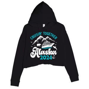 Funny Anniversary Wedding Alaska Cruise 2024 Couple Vacation Crop Fleece Hoodie