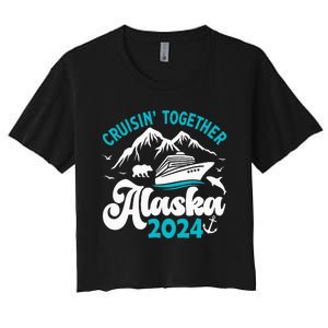 Funny Anniversary Wedding Alaska Cruise 2024 Couple Vacation Women's Crop Top Tee