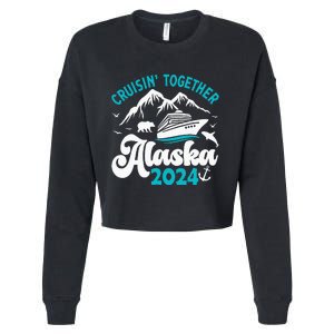 Funny Anniversary Wedding Alaska Cruise 2024 Couple Vacation Cropped Pullover Crew