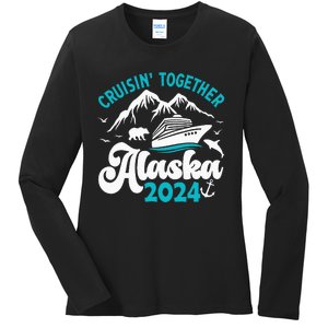 Funny Anniversary Wedding Alaska Cruise 2024 Couple Vacation Ladies Long Sleeve Shirt