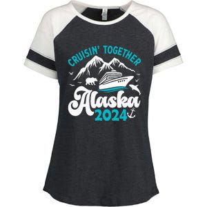 Funny Anniversary Wedding Alaska Cruise 2024 Couple Vacation Enza Ladies Jersey Colorblock Tee