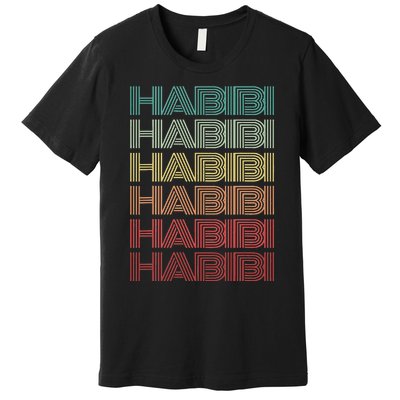 Funny Arabic Word HABIBI Retro Wife Halal Arab Yalla Wedding Premium T-Shirt