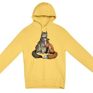 Fox And Wolf Premium Pullover Hoodie