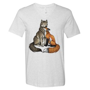 Fox And Wolf V-Neck T-Shirt